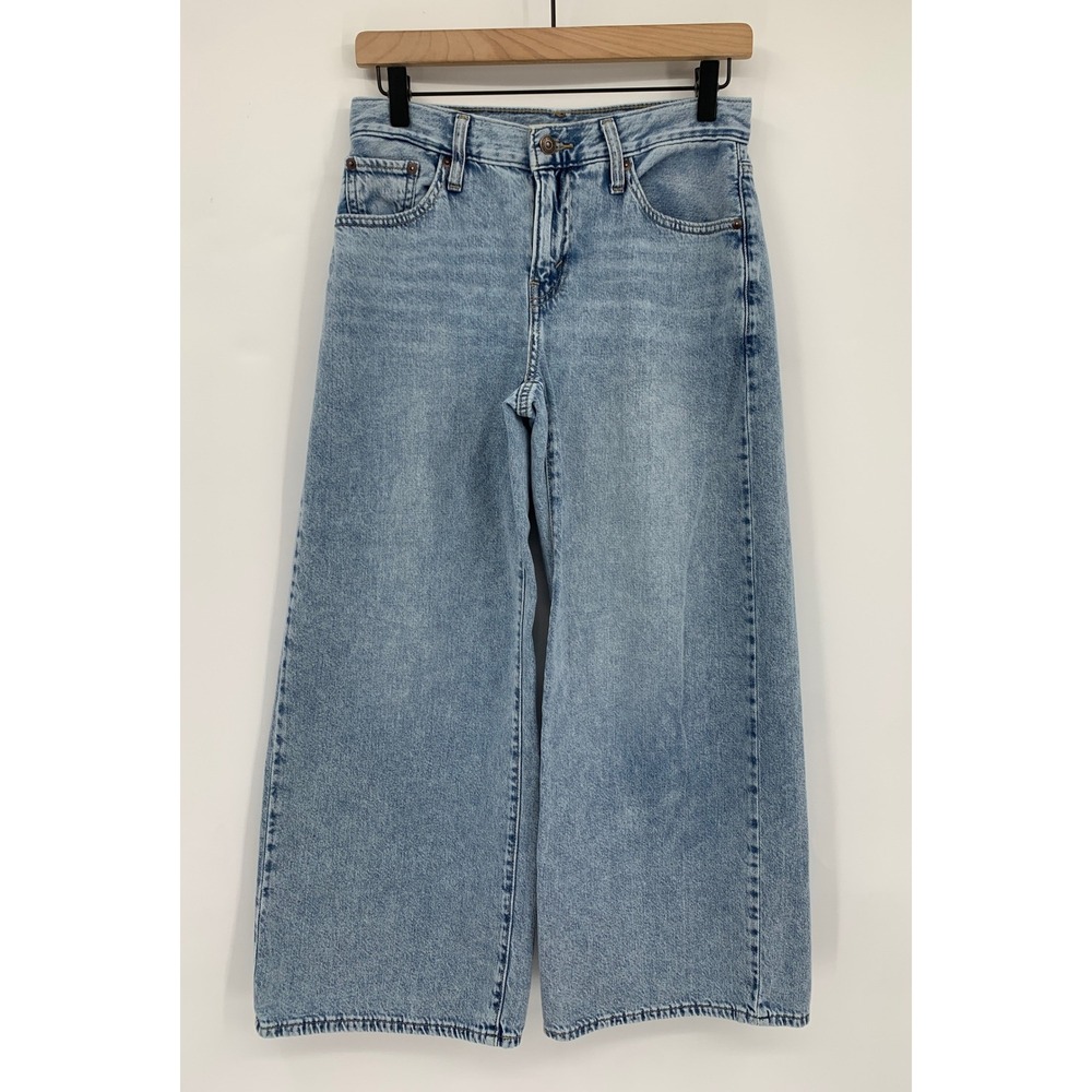 Levis Wide Leg Jeans Womens 26 Blue Middy Wide Leg Ankle Light Wash Denim Pants
